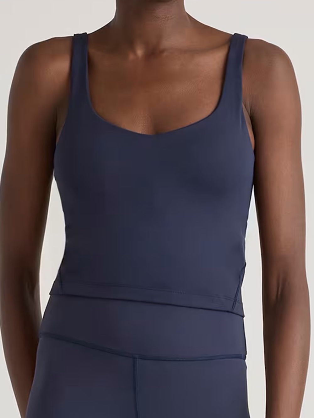 Quince NWOT Set of 2 Ultra-Form V-Neck Cropped Tank Small Deep Navy Forest Green - Picture 4 of 10